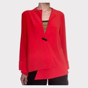 Rare 90s Joseph Ribkoff Vintage Amaranth Red Asymmetrical Cardigan Blouse: 12